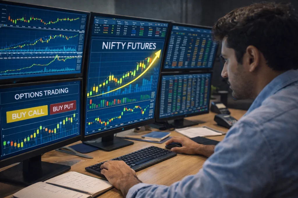 Trader actively trading Nifty in Indian stock market