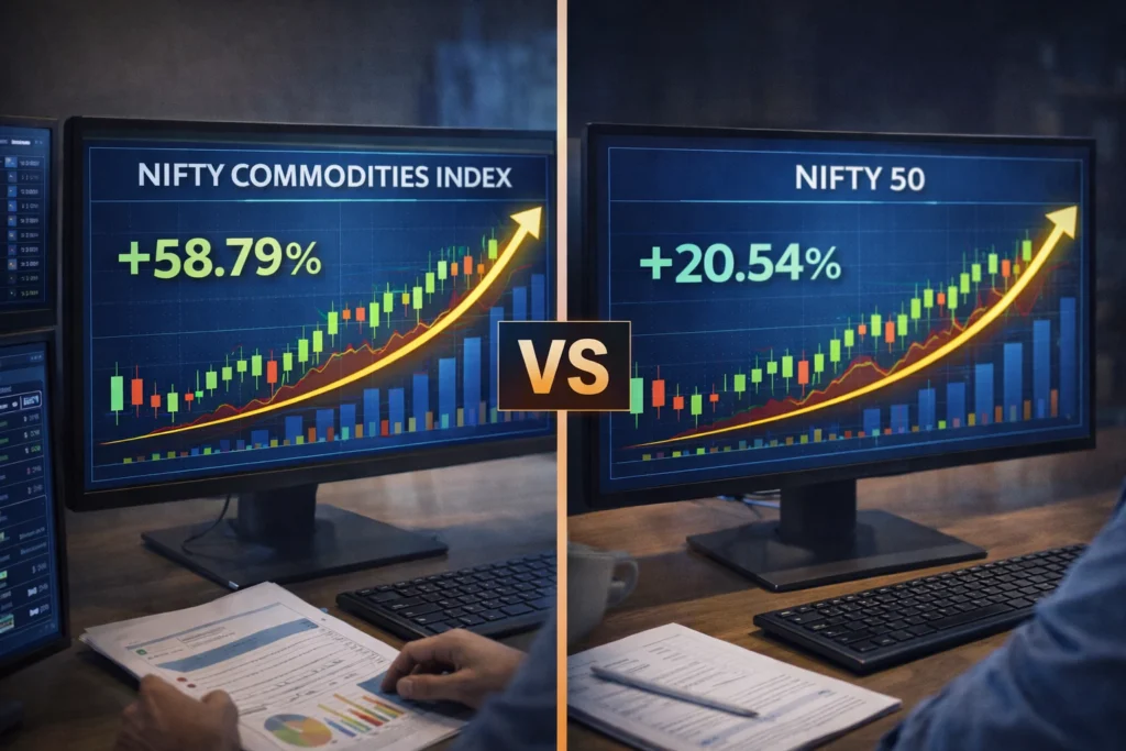 Comparison of Nifty commodities index with Nifty 50