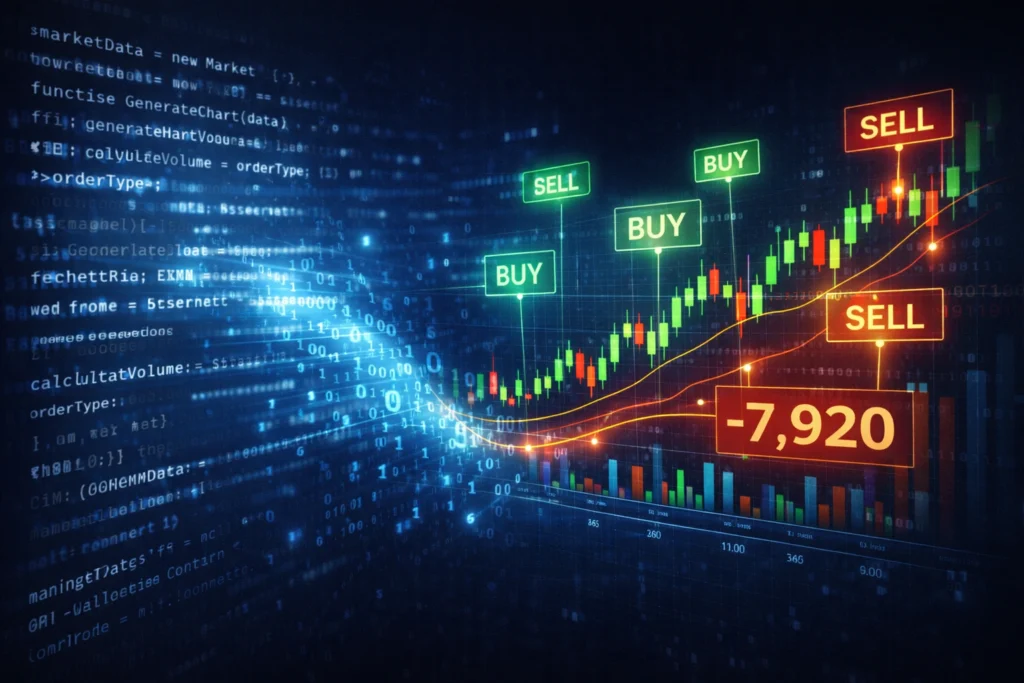 Algorithmic trading code executing stock market orders