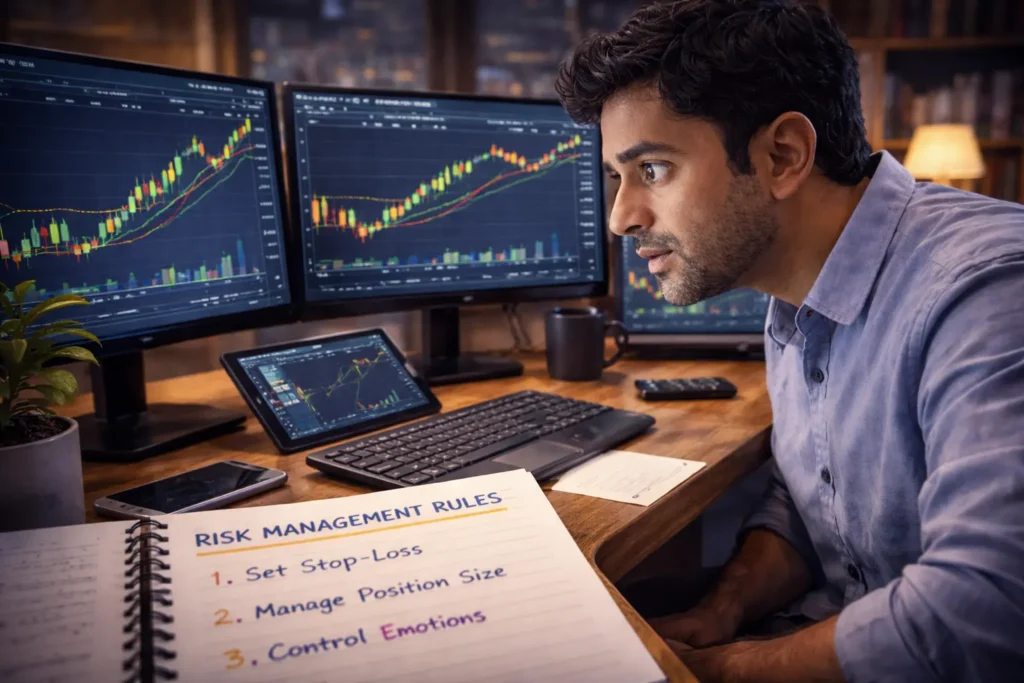 Successful intraday trader following risk management rules