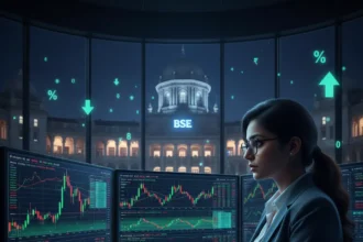 Trader analyzing Sensex options charts at Bombay Stock Exchange