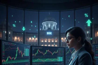 Trader analyzing Sensex options charts at Bombay Stock Exchange