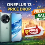 OnePlus 13 smartphone with Republic Day sale banner showing discounted price in India