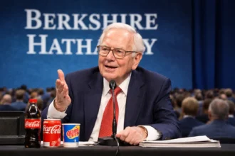Warren Buffett speaking at Berkshire Hathaway meeting