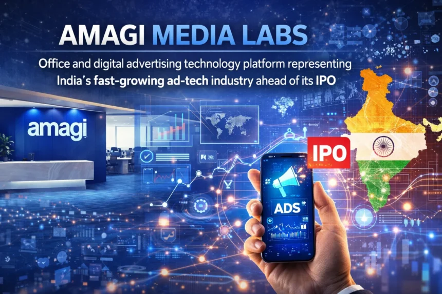 Amagi Media Labs office and digital advertising technology platform representing India’s fast-growing ad-tech industry ahead of its IPO.