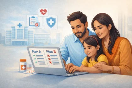 Family exploring health insurance options