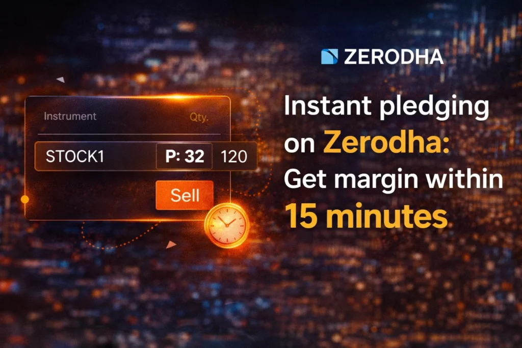 Instant pledging on Zerodha platform showing margin available within minutes