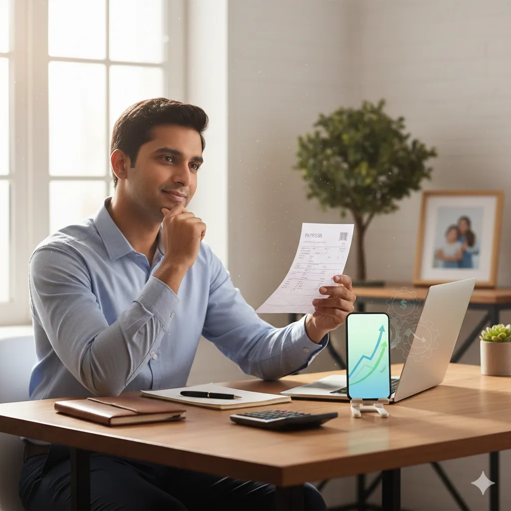 Person analyzing expenses and personal finance data at a desk