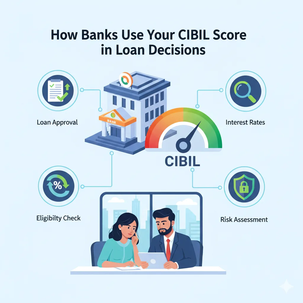 Banks using CIBIL score to determine loan approval, interest rates, and eligibility