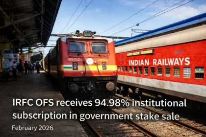 IRFC OFS receives 94.98% institutional subscription amid heavy trading activity.