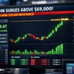 Bitcoin price jumps above $69,000 as traders watch $70,000 resistance level.