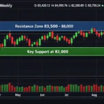 Sensex weekly chart showing consolidation near 82,000 ahead of expiry.