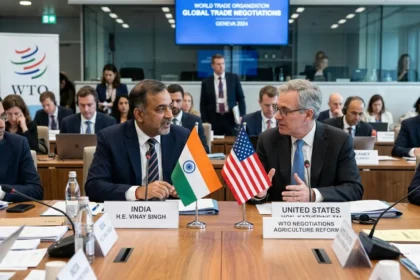 India and US officials hold trade talks at WTO meeting.